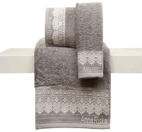 Πετσέτα Σετ 3τμχ Des. Karla 4.Grey Anna Riska Towels Set 100% Cotton