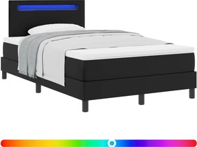 vidaXL Κρεβάτι με ελατήρια Μαύρο 120 x 190 cm Τεχνητό δέρμα