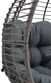 Καρέκλα - Πολυθρόνα Nestie wicker rattan γκρι-μεταλλικό γκρι πόδι-γκρι μαξιλάρι 102x80x155 εκ. 102x80x156 εκ.