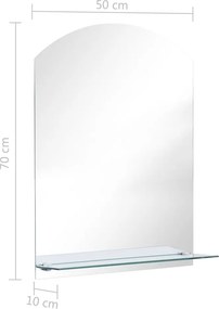 vidaXL Καθρέφτης Τοίχου με Ράφι 50 x 70 εκ. από Ψημένο Γυαλί