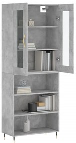 vidaXL Ντουλάπι Γκρι Σκυροδέματος 69,5x34x180 εκ. Επεξεργασμένο Ξύλο