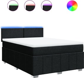 vidaXL Κρεβάτι Boxspring με Στρώμα Μαύρο 160x200 εκ. Υφασμάτινο