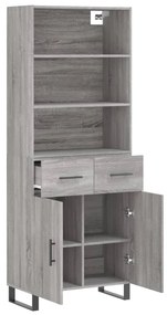 VidaXL Ντουλάπι Γκρι Sonoma 69,5 x 34 x 180 εκ. Επεξεργασμένο Ξύλο