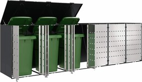 vidaXL Αποθήκη τροχήλατου κάδου για 3 κάδους Ατσάλι Ανθρακί