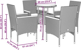 vidaXL Σετ Τραπεζαρίας Κήπου 5 τεμ. Μπεζ Συνθ.Ρατάν/Γυαλί με Μαξιλάρια