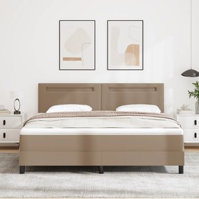 vidaXL Κρεβάτι με Στρώμα Box Spring σε Καπουτσίνο, Σούπερ Κινγκ μέγεθος, από Συνθετικό Δέρμα