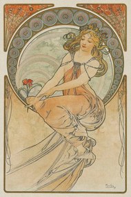Αναπαραγωγή The Arts 3, Heavily Distressed (Beautiful Vintage Art Nouveau Lady) - Alfons / Alphonse Mucha