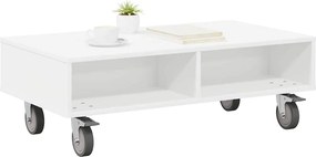 vidaXL Κομοδίνο με τροχούς Λευκό 90 x 50 x 30 cm Επεξεργασμένο ξύλο
