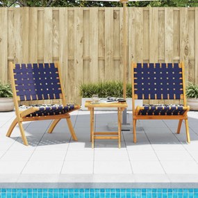 Καρέκλες Κήπου Πτυσσόμενες 2 τεμ. Σκ.Μπλε Μασίφ Ακακία &amp; Ύφασμα