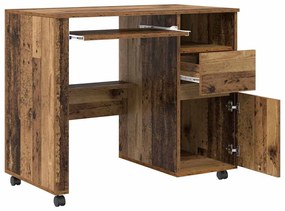 vidaXL Γραφείο με Ρόδες Παλιό Ξύλο 91 x 50 x 77 εκ. Επεξεργασμένο ξύλο