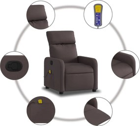 vidaXL Πολυθρόνα Μασάζ Ανακλινόμενη Σκούρο Καφέ Υφασμάτινη