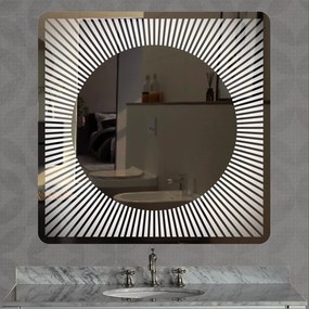 Stewehome Καθρέφτης LED με Κυκλικό Σχέδιο Laser 80x80 cm