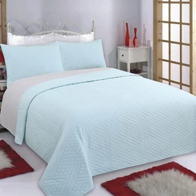 Κουβερλί Υπέρδιπλο (Σετ 220x240) 2 Όψεων Silk Fashion Diamond Sky Blue/Grey