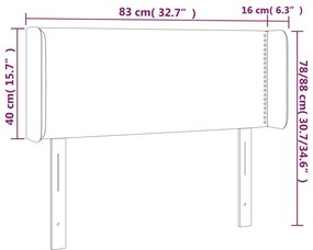 vidaXL Κεφαλάρι Κρεβατιού LED Ανοιχτό Γκρι 83x16x78/88 εκ. Βελούδινο