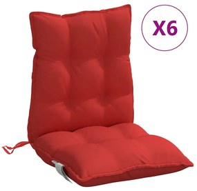 vidaXL Μαξιλάρια Καρέκλας Χαμηλή Πλάτη 6 τεμ. Κόκκινο Ύφασμα Oxford