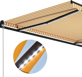 vidaXL Χειροκίνητη τέντα με ηλιακό LED 3 x 2,5 m