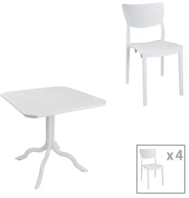 Τραπεζαρία Groovy-Ignite σετ 5τεμ PP λευκό 80x80x74,5εκ. 80x80x74.5 εκ.