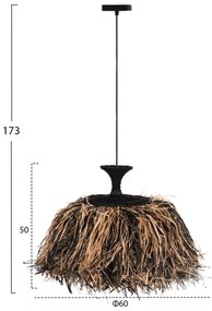 Φωτιστικό Οροφής ORDEM C4716 Ίνες Sisal &amp; Μπανάνας Μαύρο - Φυσικό Φ60 εκ. 60x60x50 εκ.