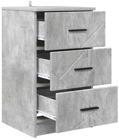 vidaXL Κομοδίνο Γκρι σκυροδέματος 38 x 38 x 66 εκ Επεξεργασμένο ξύλο