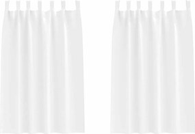 vidaXL Κουρτίνες Μαύρης Ύφανσης με Δαχτυλίδια 2 pcs Καθαρό Λευκό