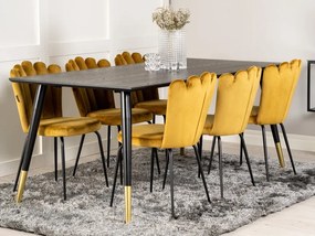 Τραπέζι Dallas 184, Μαύρο, 75x90x180cm, Φυσικό ξύλο καπλαμά, Ινοσανίδες μέσης πυκνότητας, Μέταλλο | Epipla1.gr