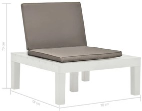 vidaXL Καρέκλα Κήπου Λευκή Πλαστική με Μαξιλάρι
