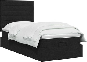 vidaXL Κρεβάτι Ottoman με Στρώμα και LED Μαύρο 80 x 200 cm Ύφασμα