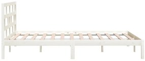 vidaXL Πλαίσιο Κρεβατιού Λευκό 180 x 200 εκ. Μασίφ Ξύλο Super King