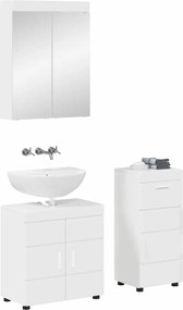 vidaXL Σετ Επίπλων Μπάνιου TULUM 3 pcs Υψηλής γυαλάδας λευκό
