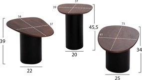 ΤΡΑΠΕΖΙA ΣΑΛΟΝΙΟΥ 3ΤΜΧ PEBBLES HM18004 MANGO TOP-ΜΕΤΑΛΛΙΚΕΣ ΜΑΥΡΕΣ ΒΑΣΕΙΣ
