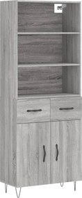 vidaXL Ντουλάπι Γκρι Sonoma 69,5 x 34 x 180 εκ. Επεξεργασμένο Ξύλο