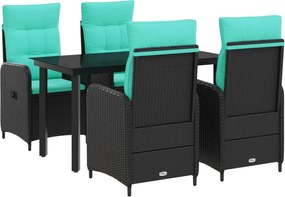 vidaXL Σετ Τραπέζι Καναπέ 5 pcs PE Ρατάν και Ατσάλι με Σκόνη