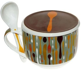 Κούπα Για Δημητριακά Κουτάλι TAB0014 Brown Espiel Porcelain