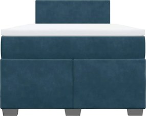 vidaXL Κρεβάτι Boxspring με Στρώμα Μπλε 120x200 εκ. Βελούδινο