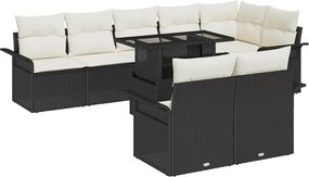 vidaXL Σετ Καναπέ Κήπου με μαξιλάρι 9 pcs Μαύρο Πολυ ράταν