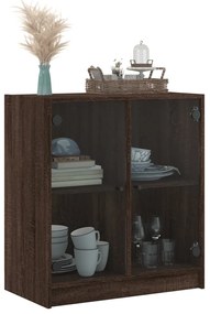 vidaXL Βοηθητικό Ντουλάπι Καφέ Δρυς 68x37x75,5 εκ. Γυάλινες Πόρτες