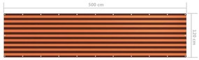 vidaXL Διαχωριστικό Βεράντας Πορτοκαλί/Καφέ 120x500 εκ. Ύφασμα Oxford