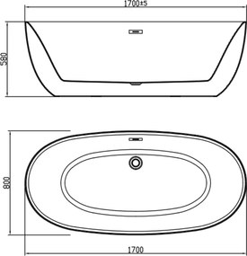 Acrylux Bahama White Glossy – Μπανιέρα Ελεύθερης Τοποθέτησης 170x80