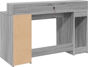 vidaXL Γραφείο με LED Γκρι Sonoma 140x55x91 εκ. Επεξεργ. Ξύλο