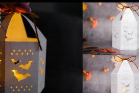 Σετ των 2 Intra απο ξύλο plywood 3mm-4mm πάχος - Halloween Lantern, Halloween Luminaries Δίασταση 20x20 cm INTRAFABR-107953244
