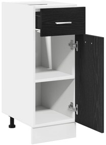 vidaXL Μαύρο Δρύινο Κάτω Ντουλάπι με Συρτάρι - 30x46x81.5 εκ, Φτιαγμένο από Επεξεργασμένο Ξύλο
