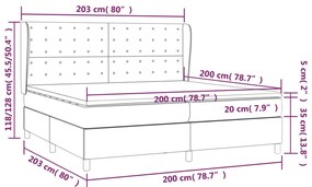 vidaXL Κρεβάτι Boxspring με Στρώμα Σκούρο Γκρι 200x200 εκ. Υφασμάτινο
