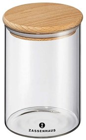 Βάζο Αποθήκευσης 73.056464 Φ10,5x14,5cm 850ml Clear-Natural Zassenhaus Wood, Glass