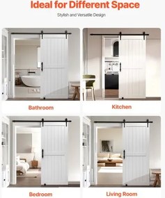 VEVOR Sliding Barn Door with Hardware Kit 914 x 2134mm MDF Panel PVC Surface
