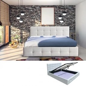 FIDEL κρεβάτι με αποθ.χώρο Ξύλο/PU Άσπρο 168x215x107 (Στρώμα 160x200)cm Ε8053Α,1