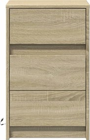 vidaXL Κομοδίνο με Φώτα LED Sonoma Δρυς Επεξεργασμένο Ξύλο