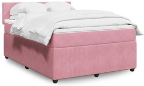 vidaXL Κρεβάτι Boxspring με Στρώμα Ροζ 140x190 εκ. Βελούδινο