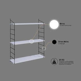 Wall Shelf Armoni 3'lü - White White