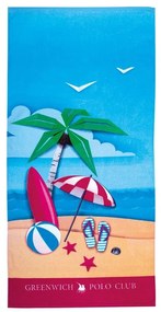 Πετσέτα Θαλάσσης Παιδική 3719 Blue-Red-Yellow Greenwich Polo Club Beach 70x140cm 100% Cotton