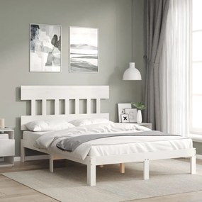 Πλαίσιο Κρεβατιού με Κεφαλάρι Λευκό 120x200 εκ. Μασίφ Ξύλο